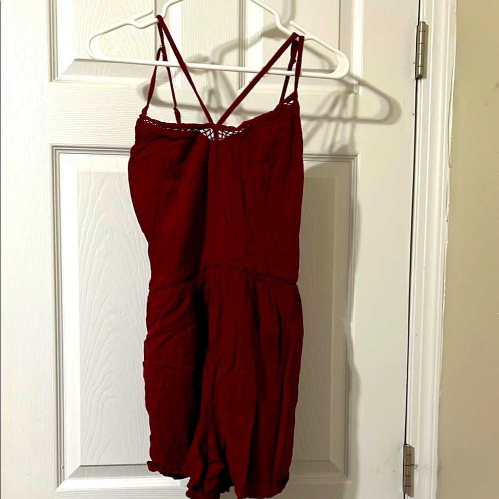 Chic Red Spaghetti Strap Romper